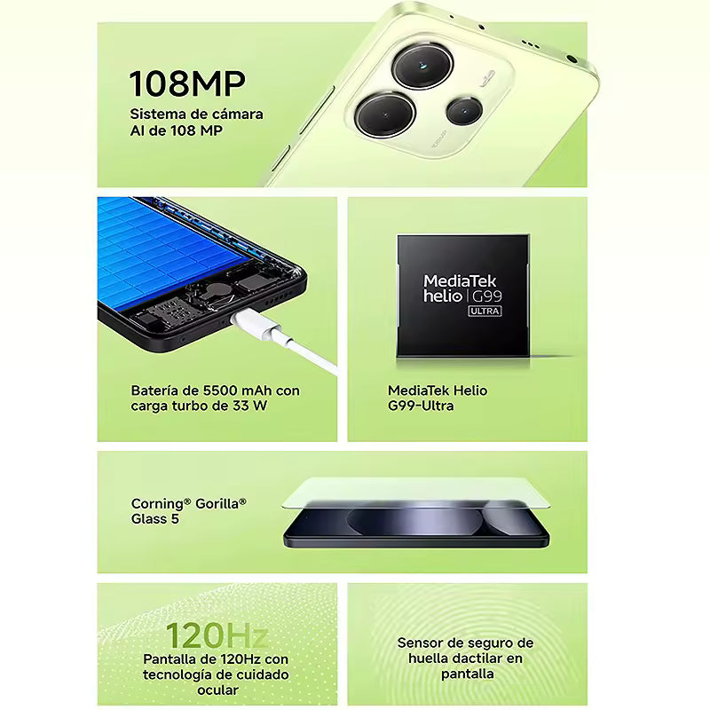 Xiaomi redmi note 14 4g nfc helium g99-ultra 6,67 ''amoled bildschirm 120 hz 108 mp ia kamera 5500 mah akku,Ladegerät nicht im Lieferumfang enthalten